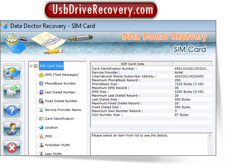 Sim Card Data Recovery Software Screenshot