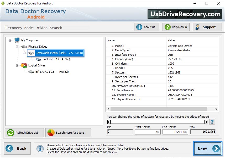 Select Drive or Partition