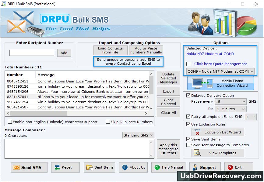 Bulk SMS Software for GSM Mobile Phone